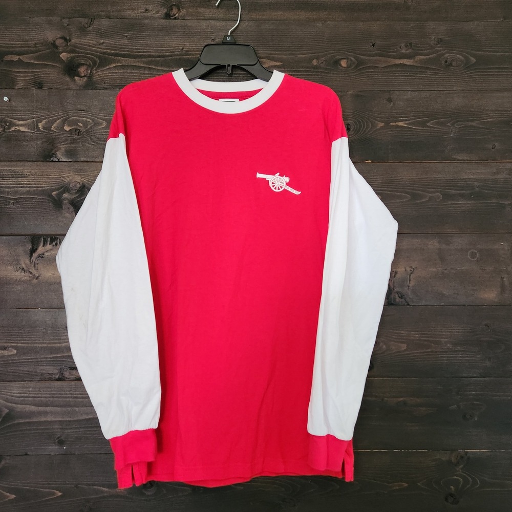 Score Draw Arsenal FC Official Retro Long Sleeve Shirt Mens Large Red White